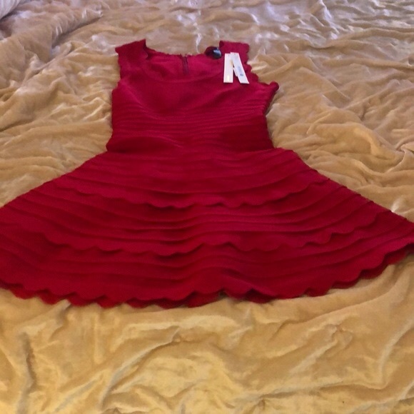 Bloomingdales Brand NWT Aqua Flat Knit Red Sleeveless Fitted Dress Size XS - Picture 2 of 8